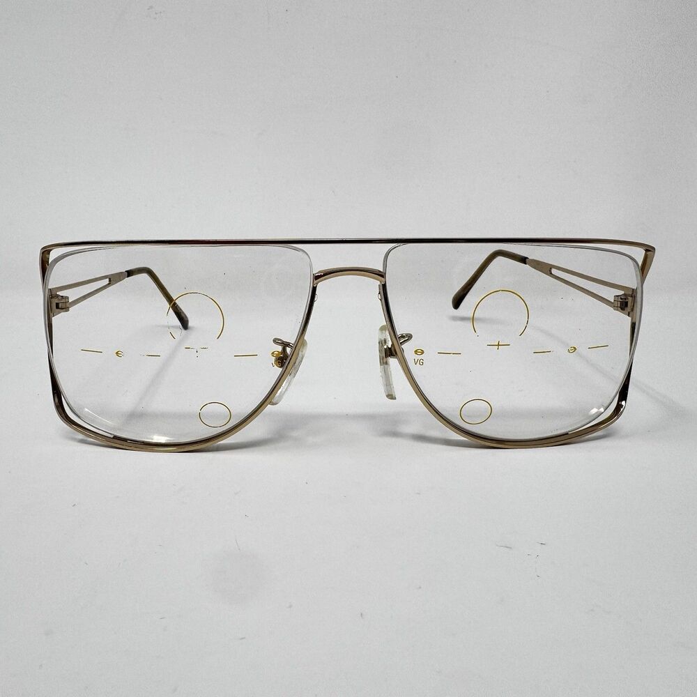 Vintage 1970s Tura 444 GLD Gold Oversized Eyeglass Frames 60-15-143 New